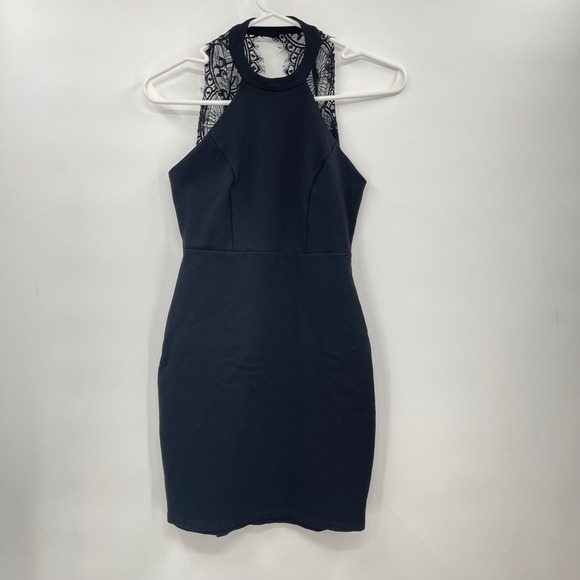 Lulus Dresses & Skirts - Lulus Women's Size‎ S Black Lace Halter Bodycon Party Cocktail Mini Dress